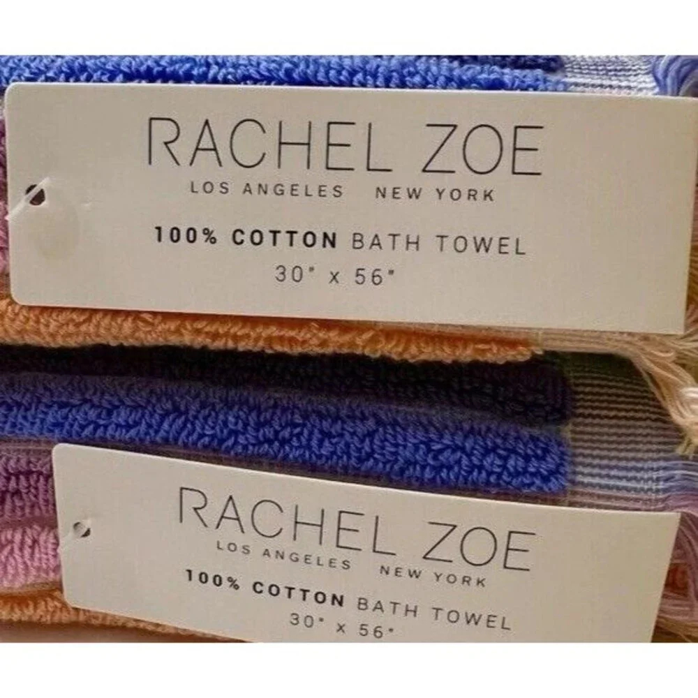 Rachel Zoe Rainbow Pride Striped 2 Bath 2 Hand Towels Set of 4 Fringed Dorm Room